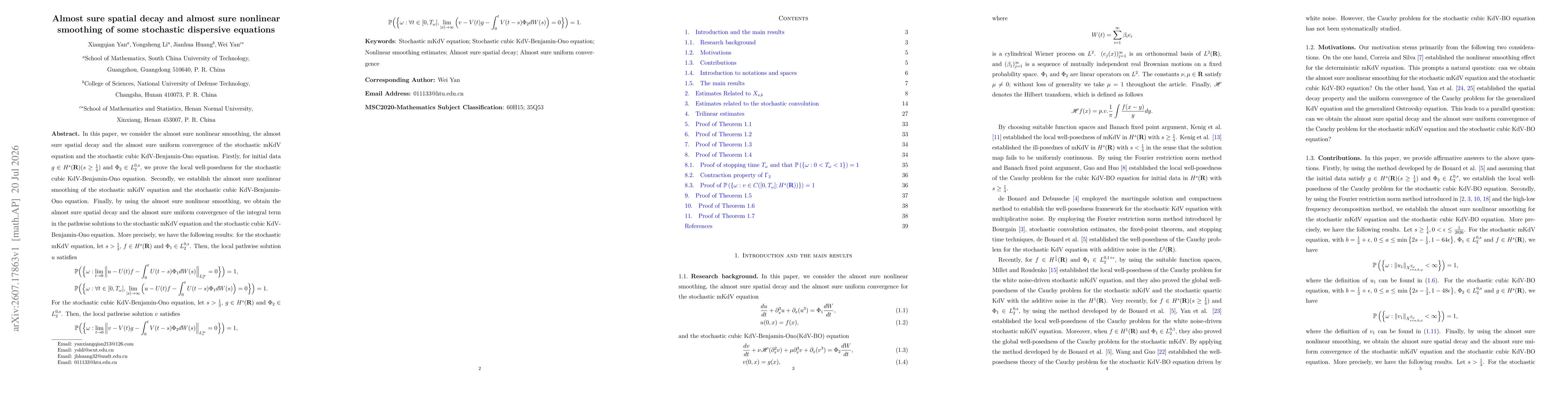 Thumbnail for Almost sure spatial decay and almost sure nonlinear smoothing of some stochastic dispersive equations