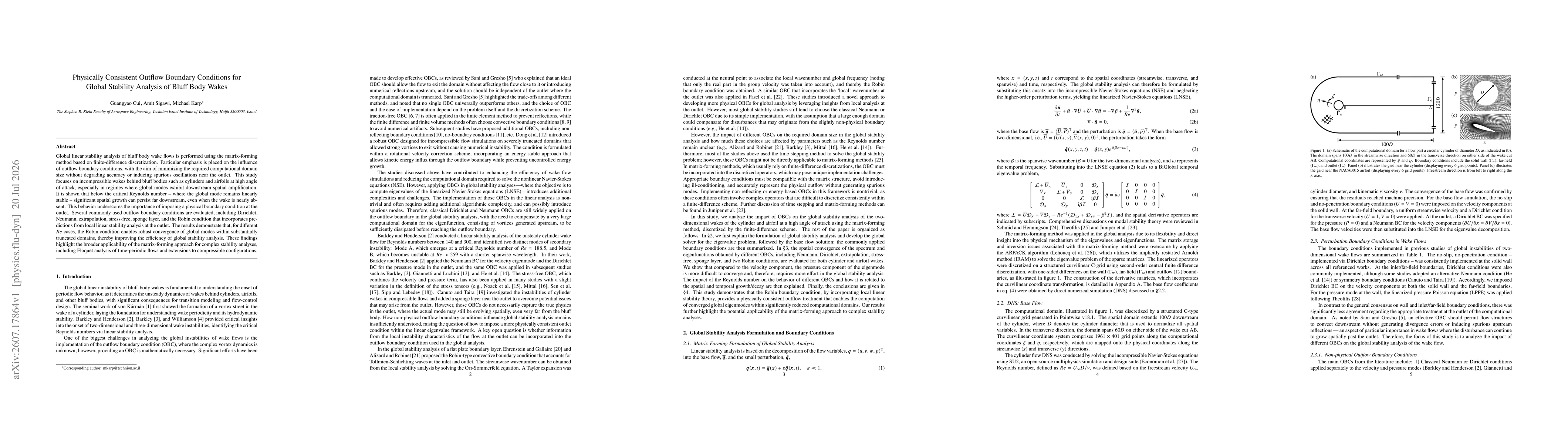 Thumbnail for Physically Consistent Outflow Boundary Conditions for Global Stability Analysis of Bluff Body Wakes