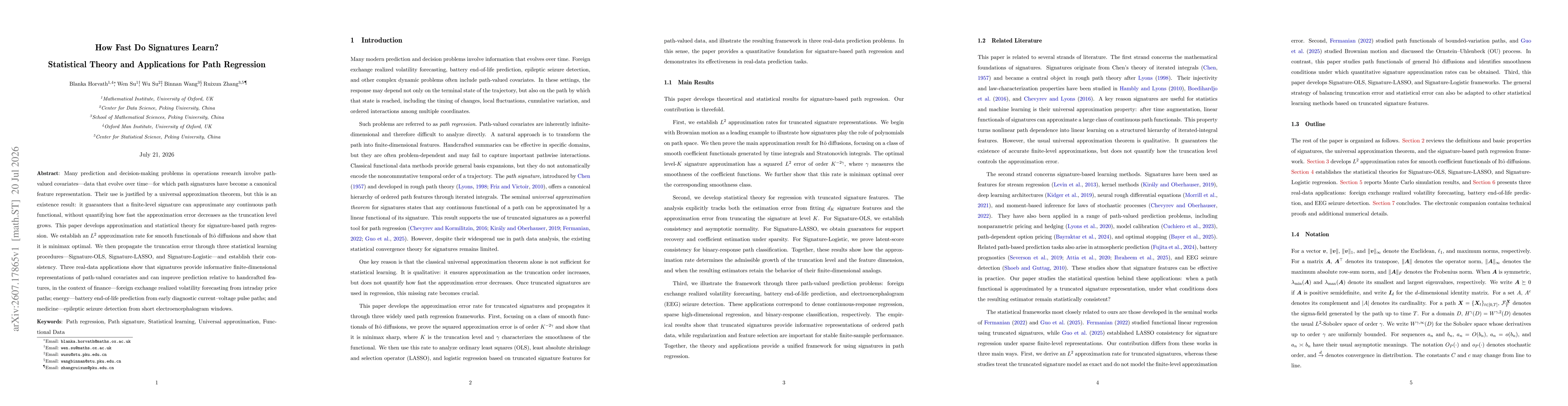 Thumbnail for How Fast Do Signatures Learn? Statistical Theory and Applications for Path Regression