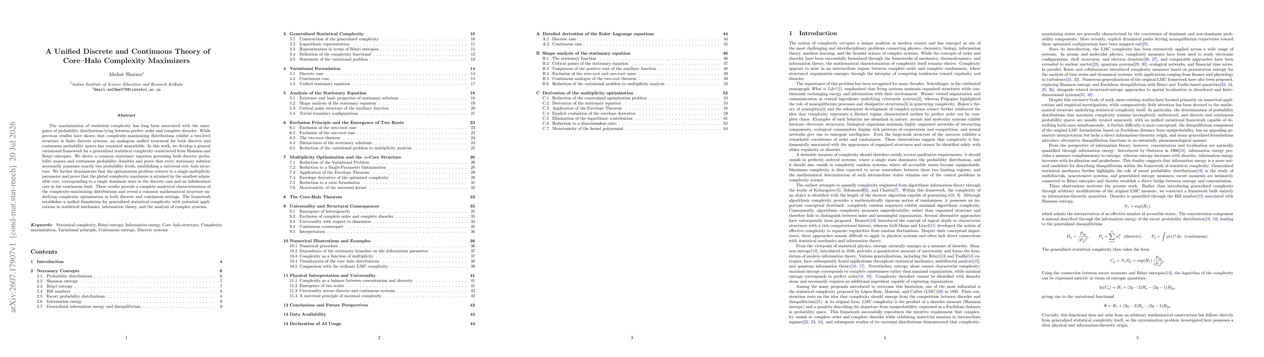 Thumbnail for A Unified Discrete and Continuous Theory of Core-Halo Complexity Maximizers
