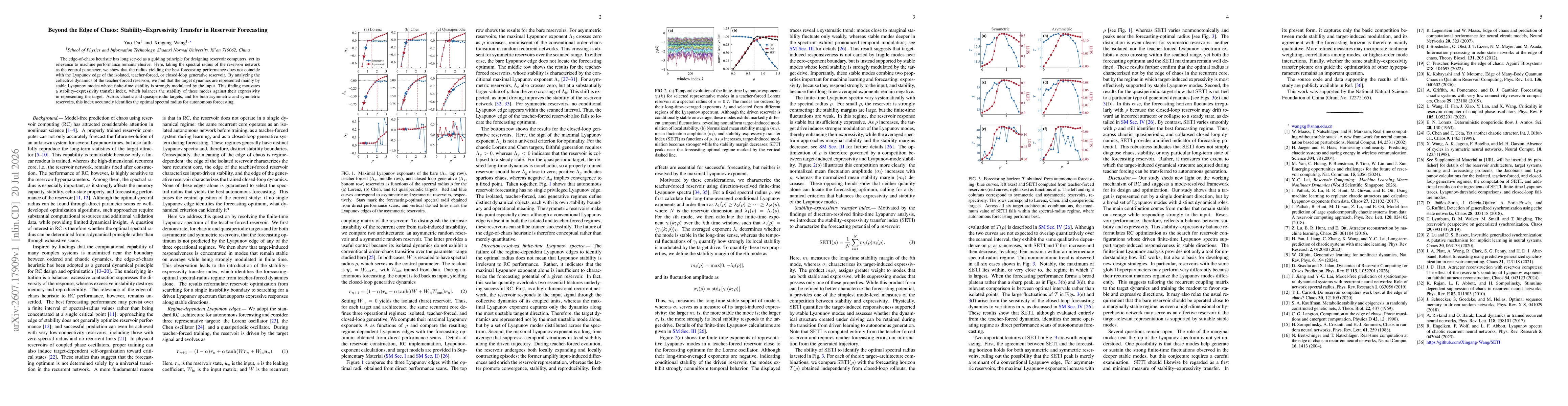 Thumbnail for Beyond the Edge of Chaos: Stability-Expressivity Transfer in Reservoir Forecasting