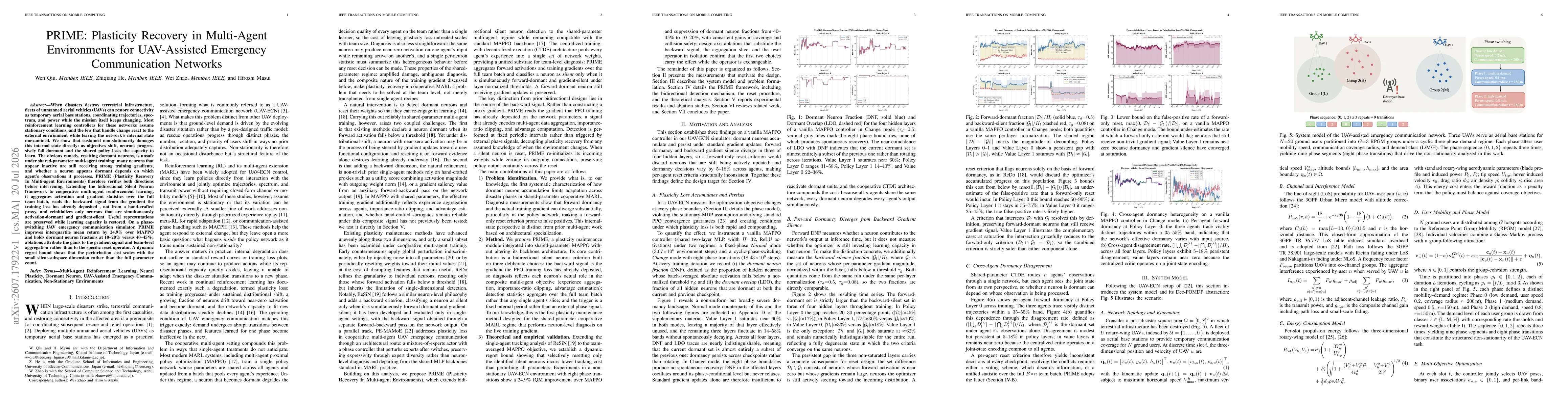 Thumbnail for PRIME: Plasticity Recovery in Multi-Agent Environments for UAV-Assisted Emergency Communication Networks