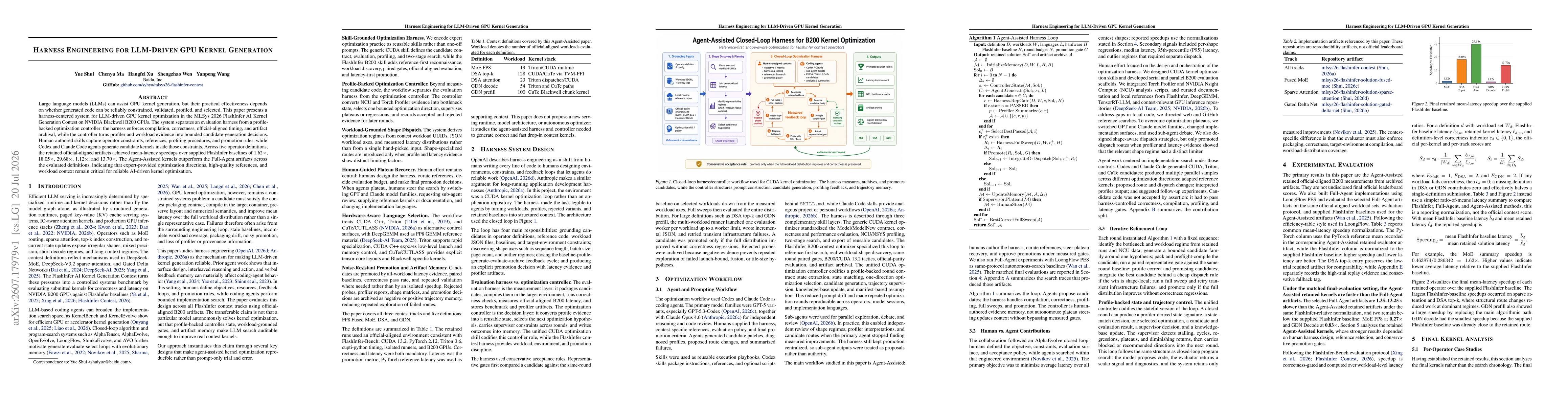 Thumbnail for Harness Engineering for LLM-Driven GPU Kernel Generation