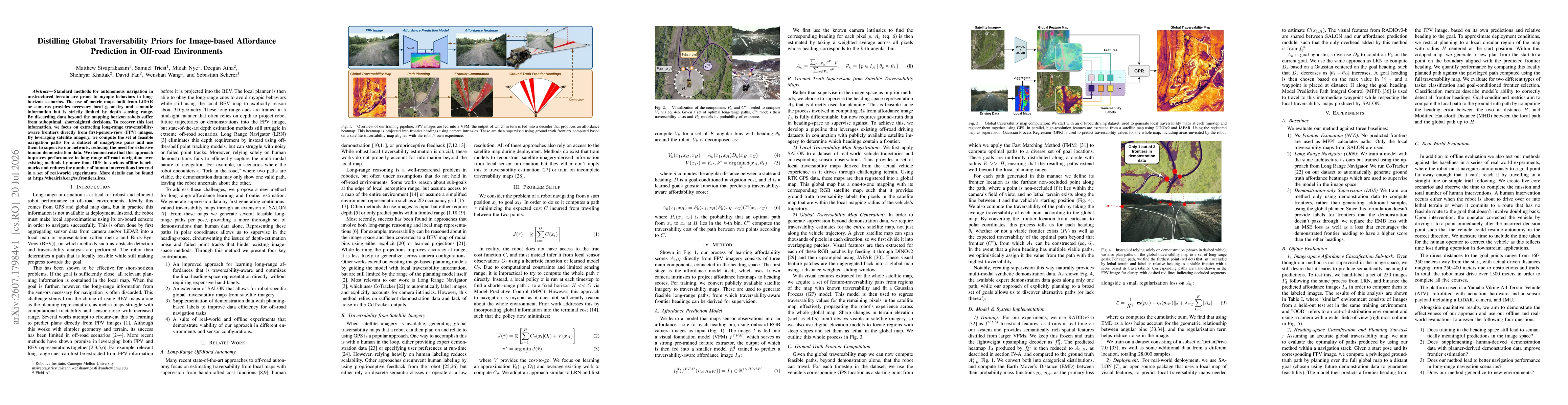Thumbnail for Distilling Global Traversability Priors for Image-based Affordance Prediction in Off-road Environments