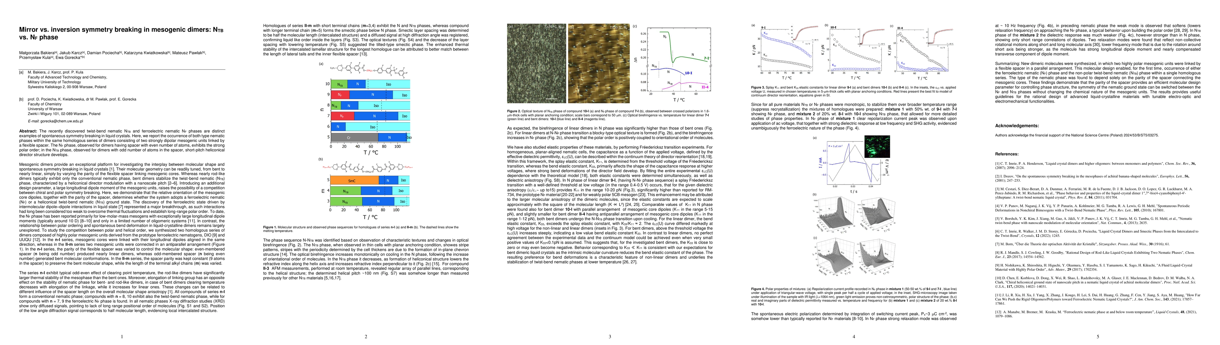 Thumbnail for Mirror vs. inversion symmetry breaking in mesogenic dimers: NTB vs. NF phase