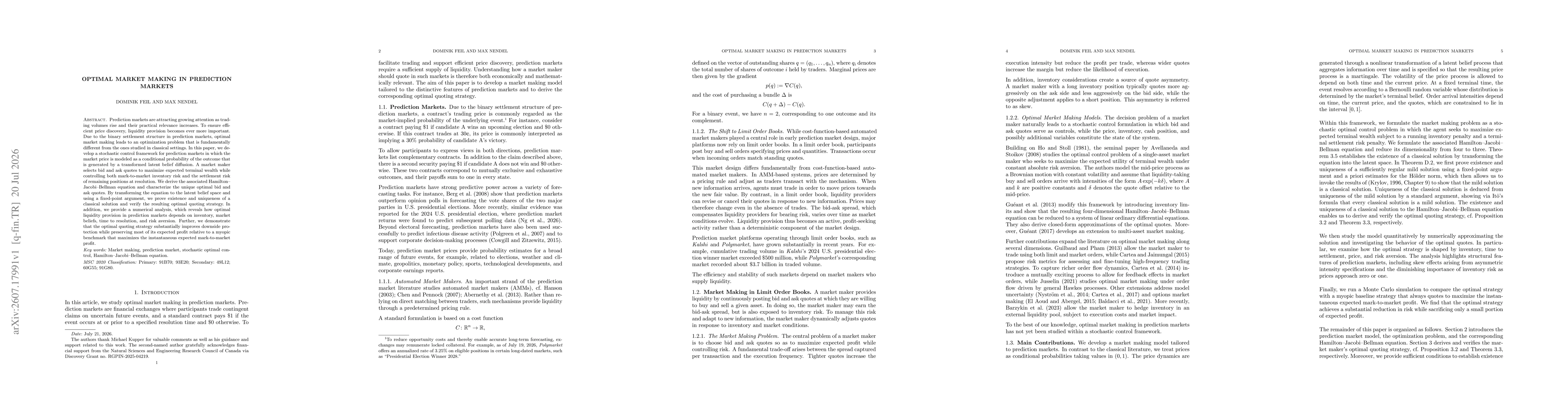 Thumbnail for Optimal Market Making in Prediction Markets