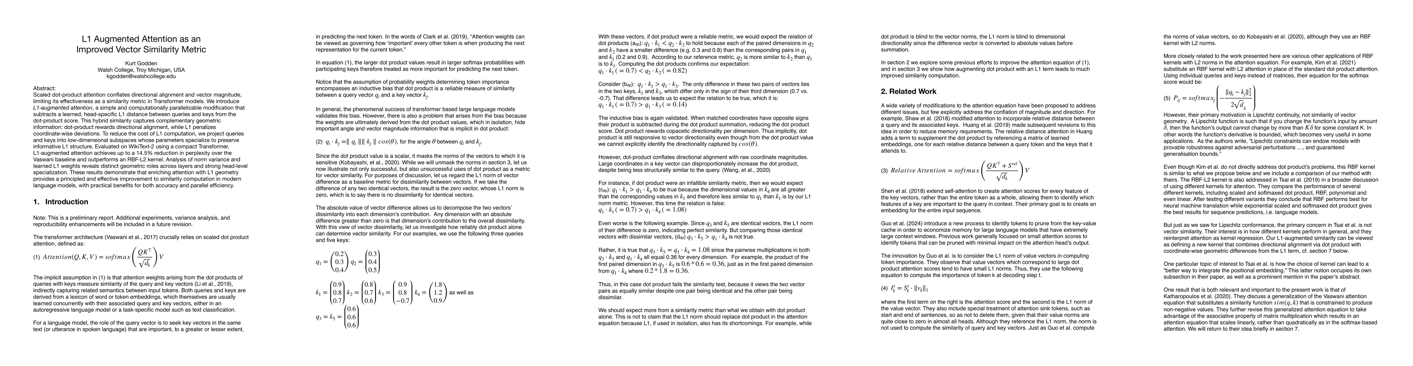 Thumbnail for L1 Augmented Attention as an Improved Vector Similarity Metric