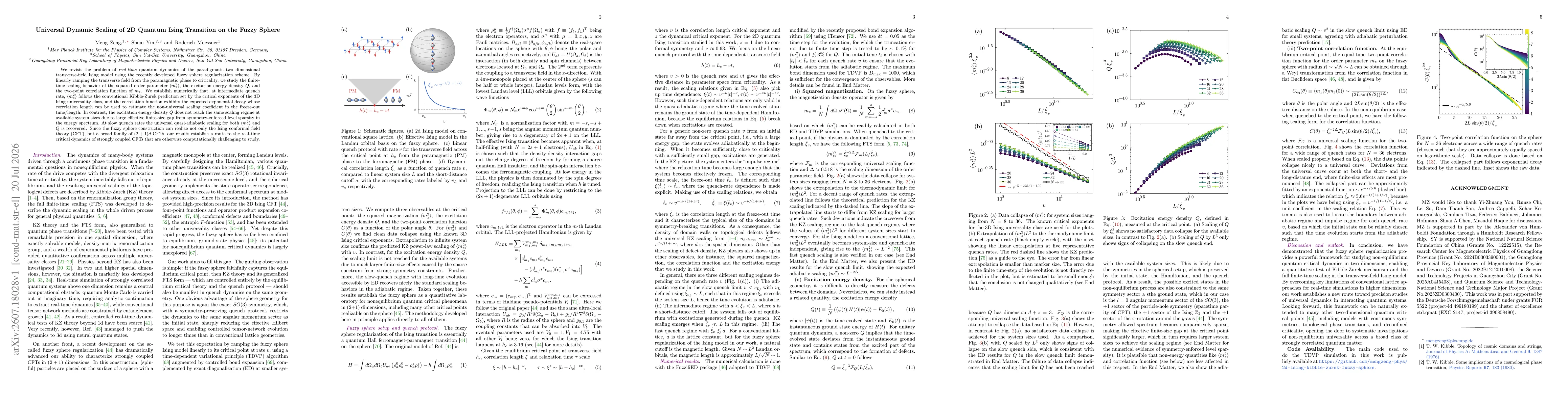 Thumbnail for Universal Dynamic Scaling of 2D Quantum Ising Transition on the Fuzzy Sphere