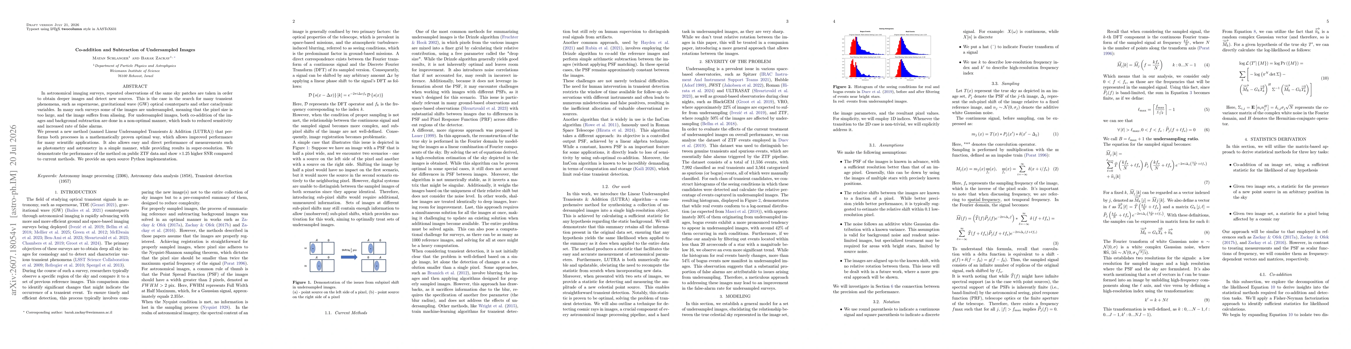 Thumbnail for Co-addition and Subtraction of Undersampled Images