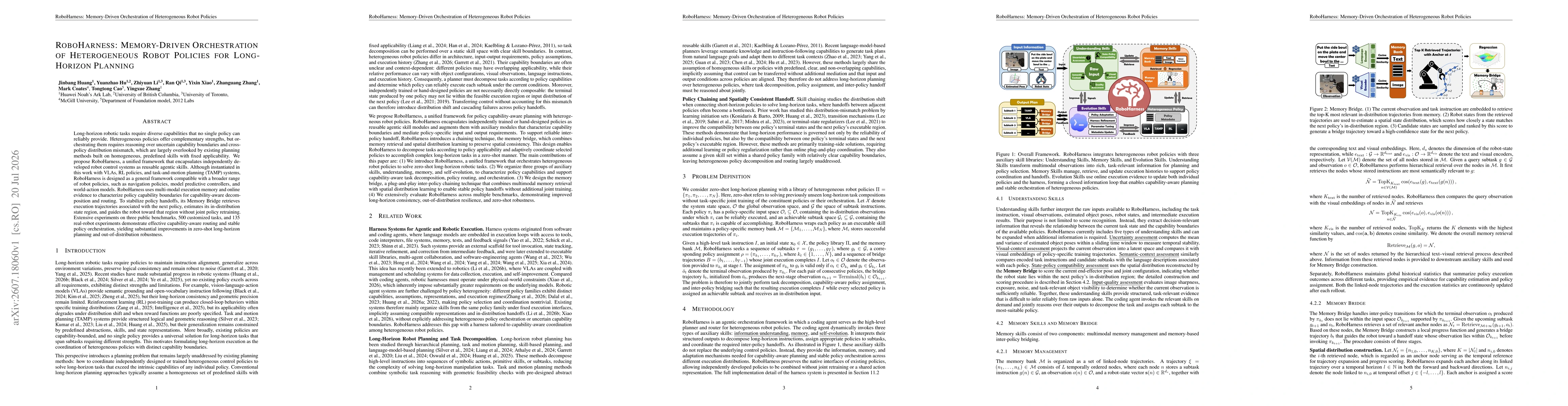 Thumbnail for RoboHarness: Memory-Driven Orchestration of Heterogeneous Robot Policies for Long-Horizon Planning