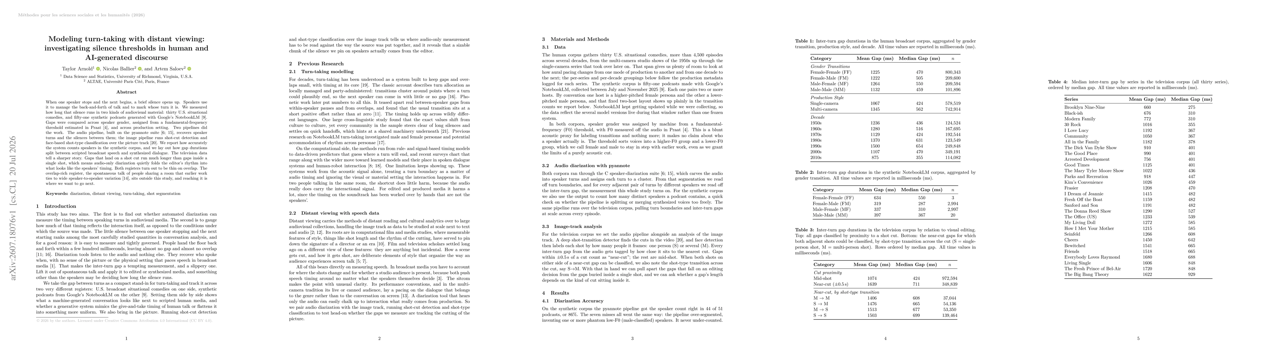 Thumbnail for Modeling turn-taking with distant viewing: investigating silence thresholds in human and AI-generated discourse