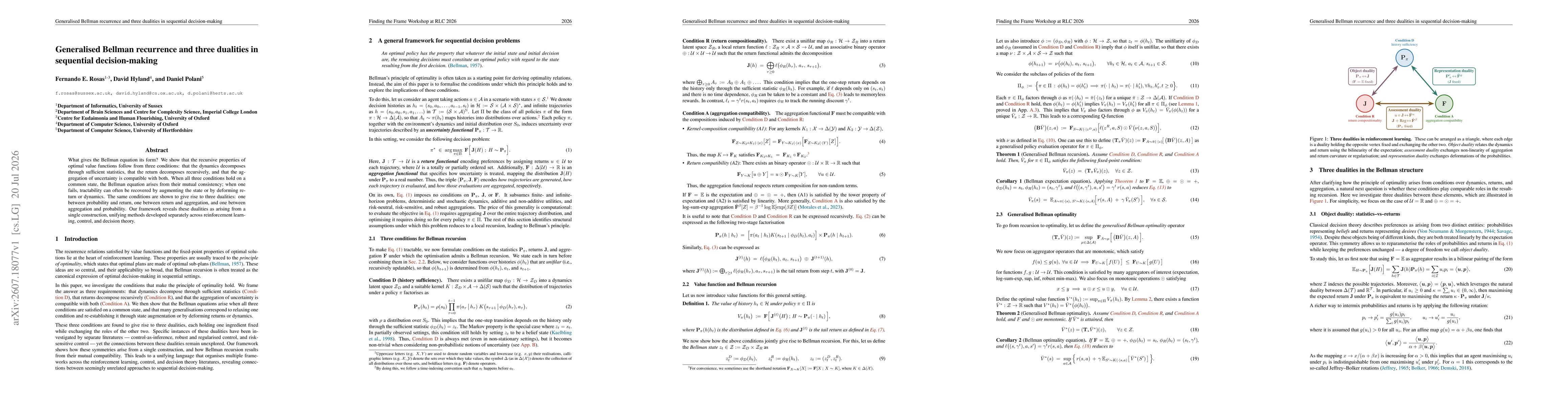 Thumbnail for Generalised Bellman recurrence and three dualities in sequential decision-making