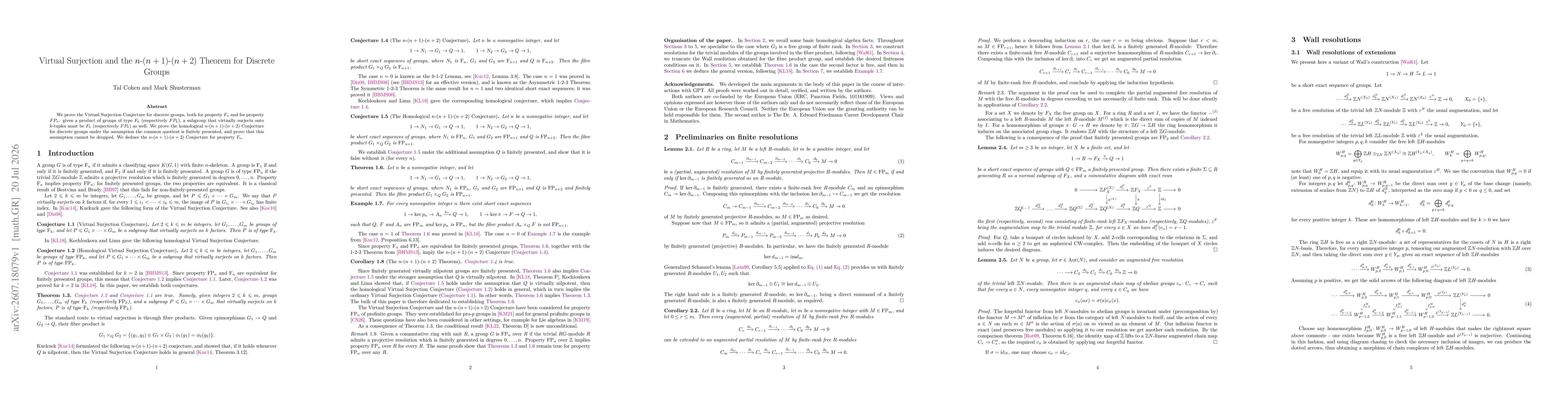 Thumbnail for Virtual Surjection and the $n$-$(n+1)$-$(n+2)$ Theorem for Discrete Groups