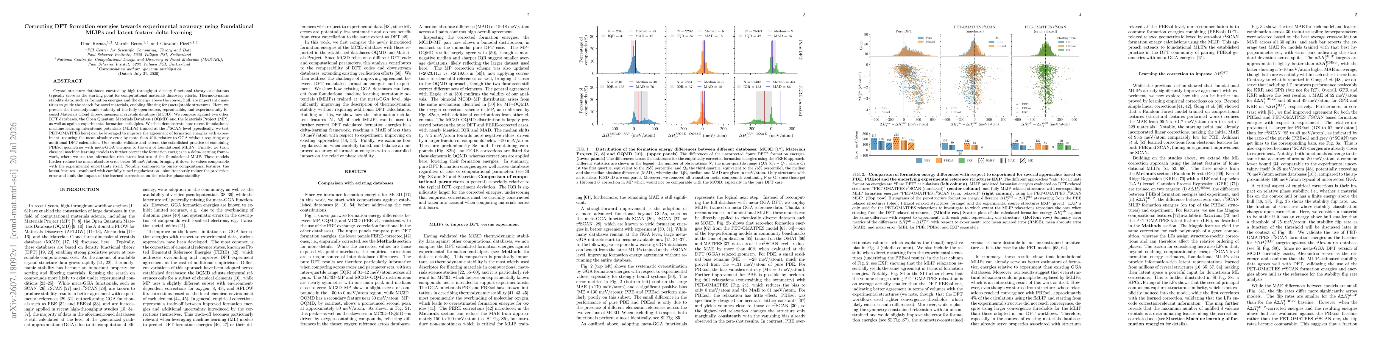 Thumbnail for Correcting DFT formation energies towards experimental accuracy using foundational MLIPs and latent-feature delta-learning