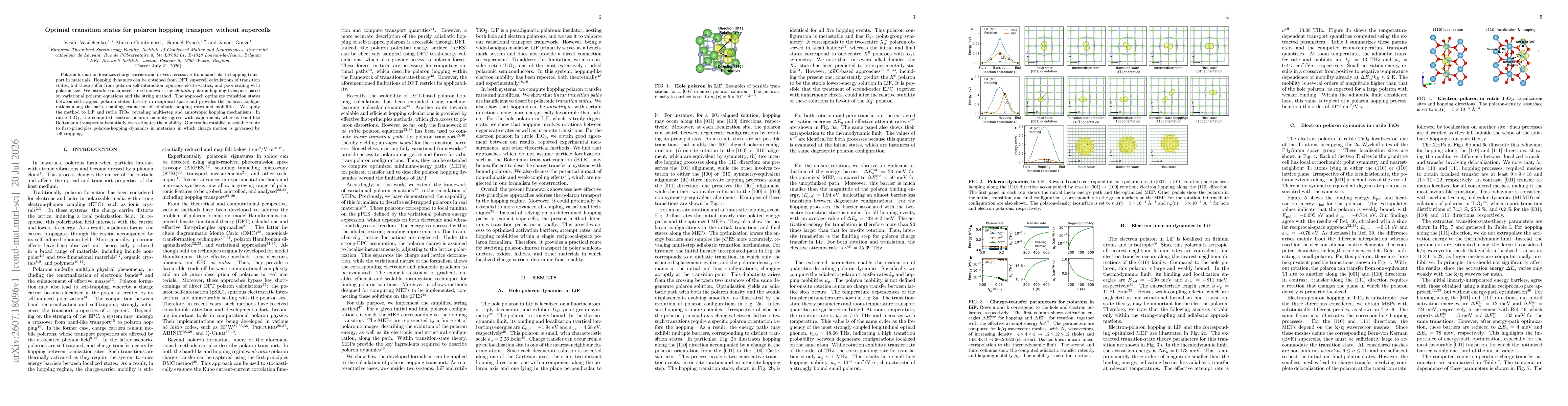 Thumbnail for Optimal transition states for polaron hopping transport without supercells