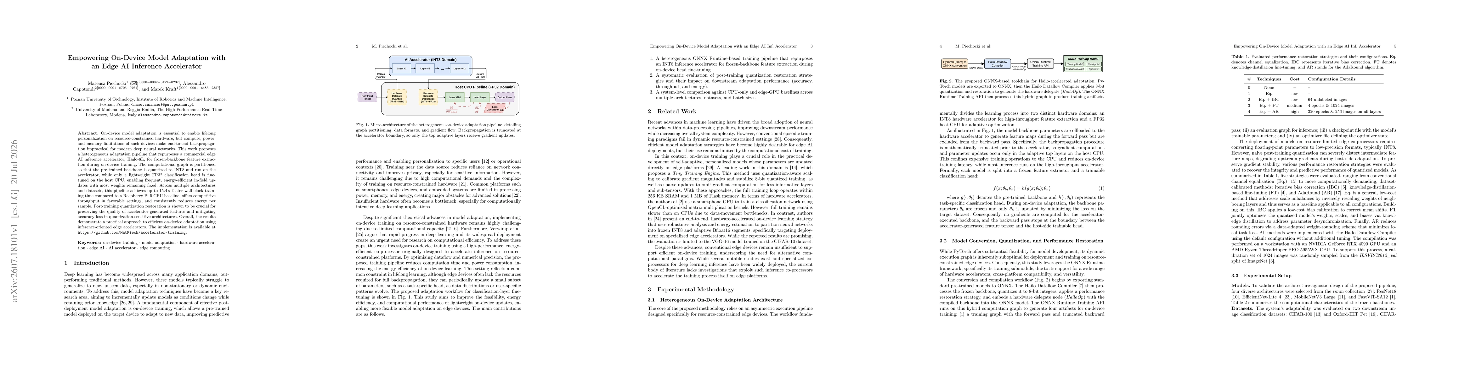 Thumbnail for Empowering On-Device Model Adaptation with an Edge AI Inference Accelerator