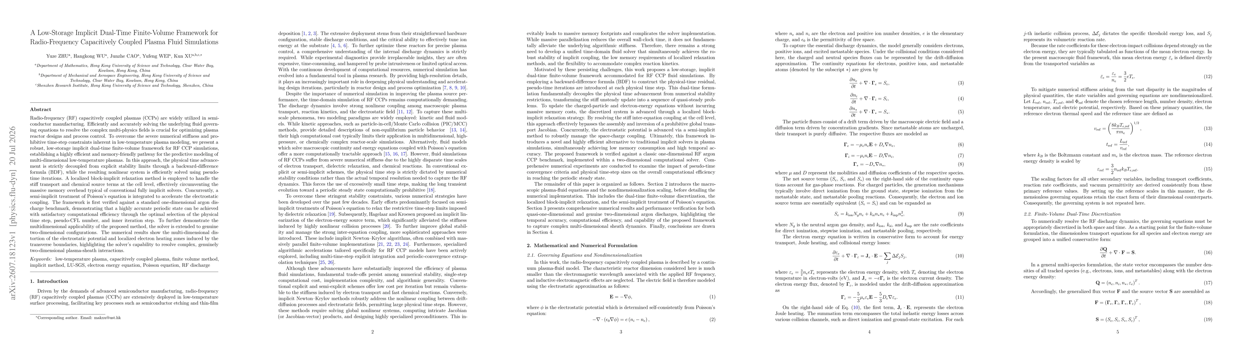Thumbnail for A Low-Storage Implicit Dual-Time Finite-Volume Framework for Radio-Frequency Capacitively Coupled Plasma Fluid Simulations