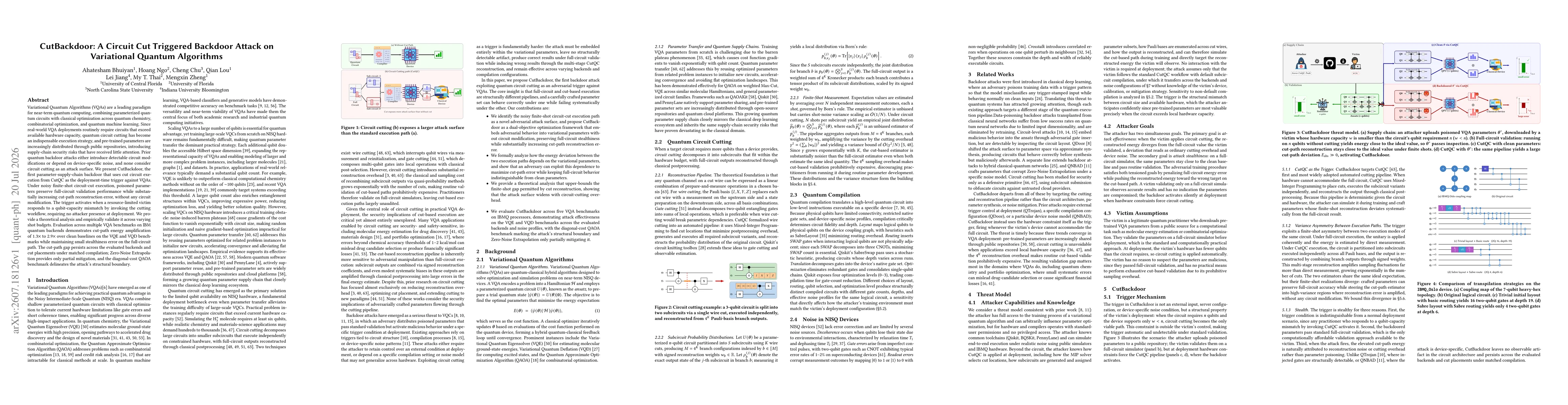 Thumbnail for CutBackdoor: A Circuit Cut Triggered Backdoor Attack on Variational Quantum Algorithms