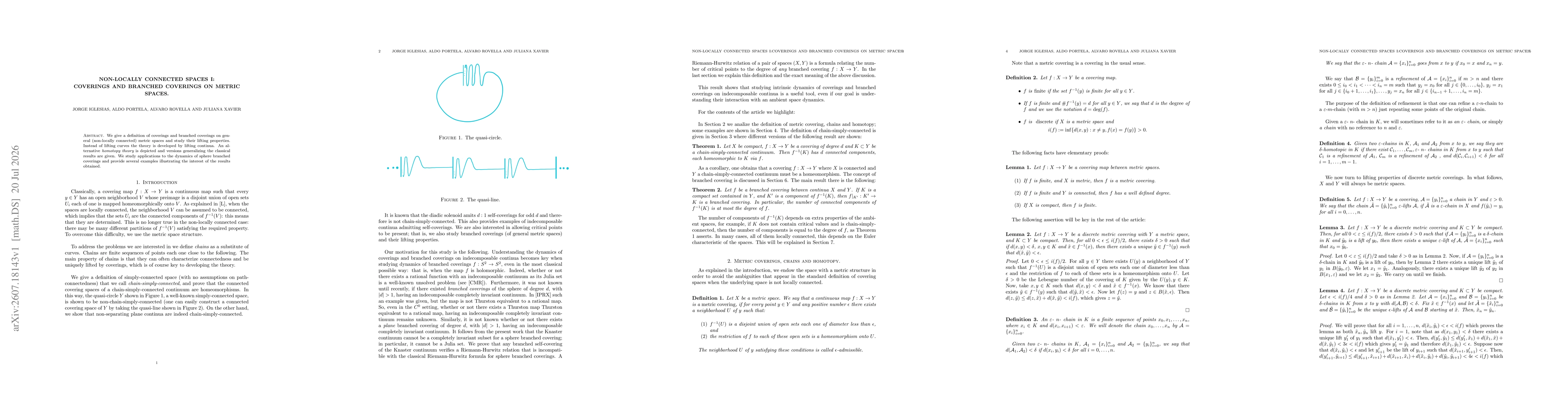 Thumbnail for Non-locally connected spaces I: Coverings and branched coverings on metric spaces
