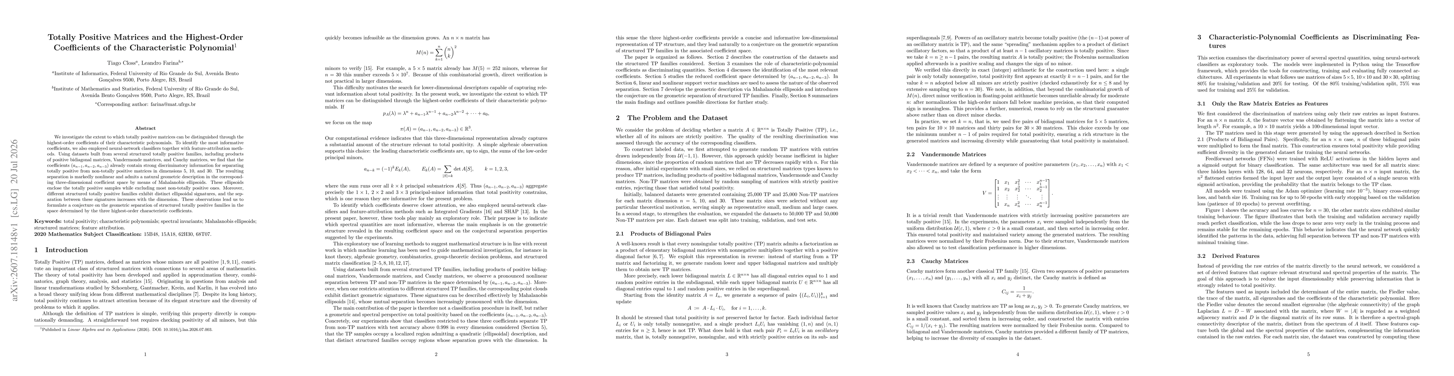 Thumbnail for Totally Positive Matrices and the Highest-Order Coefficients of the Characteristic Polynomial