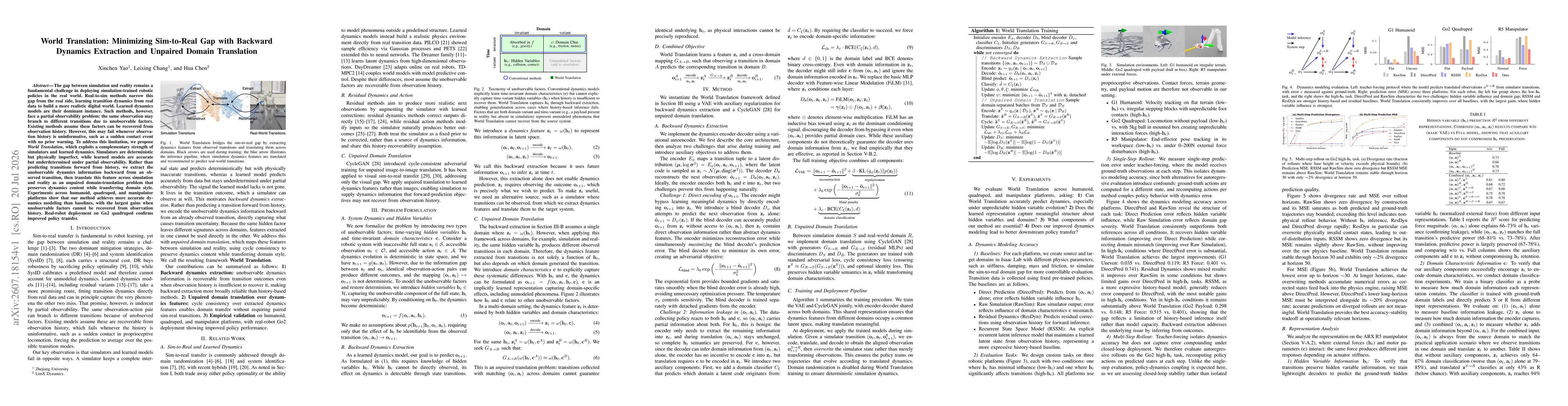 Thumbnail for World Translation: Minimizing Sim-to-Real Gap with Backward Dynamics Extraction and Unpaired Domain Translation