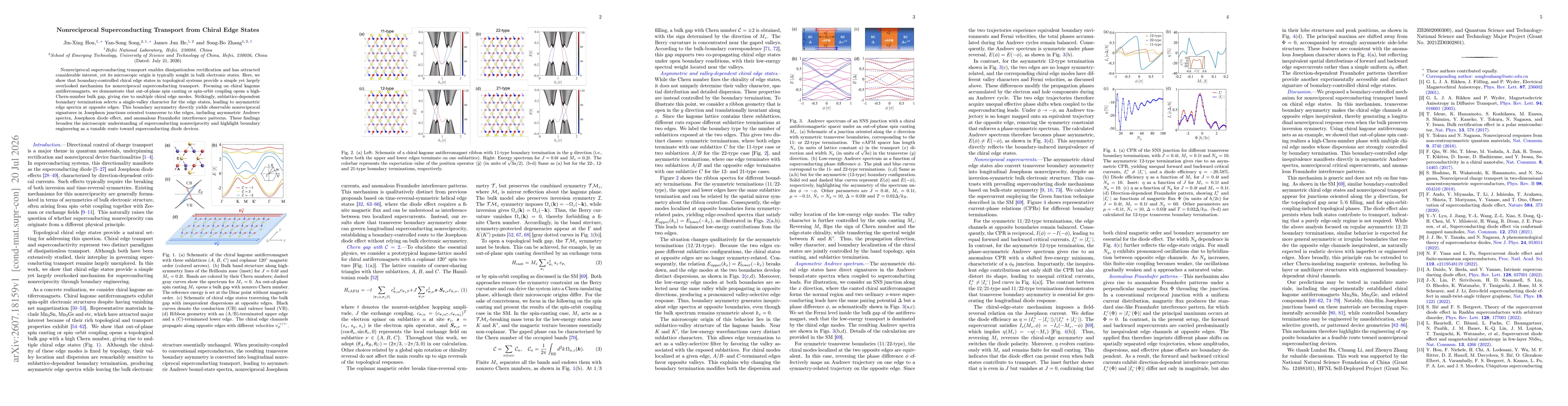 Thumbnail for Nonreciprocal Superconducting Transport from Chiral Edge States