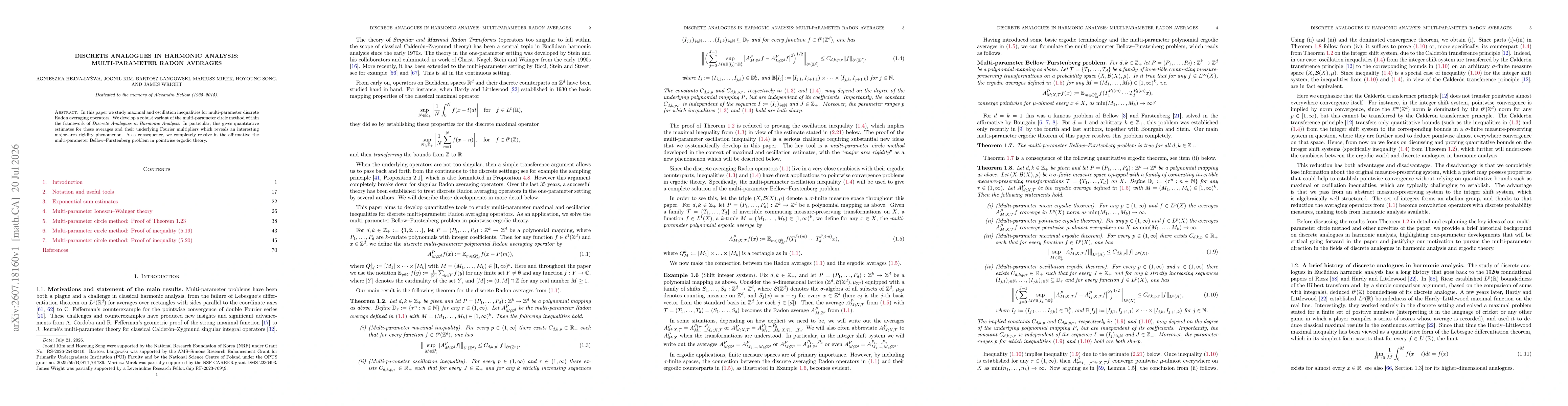 Thumbnail for Discrete analogues in harmonic analysis: Multi-parameter Radon averages