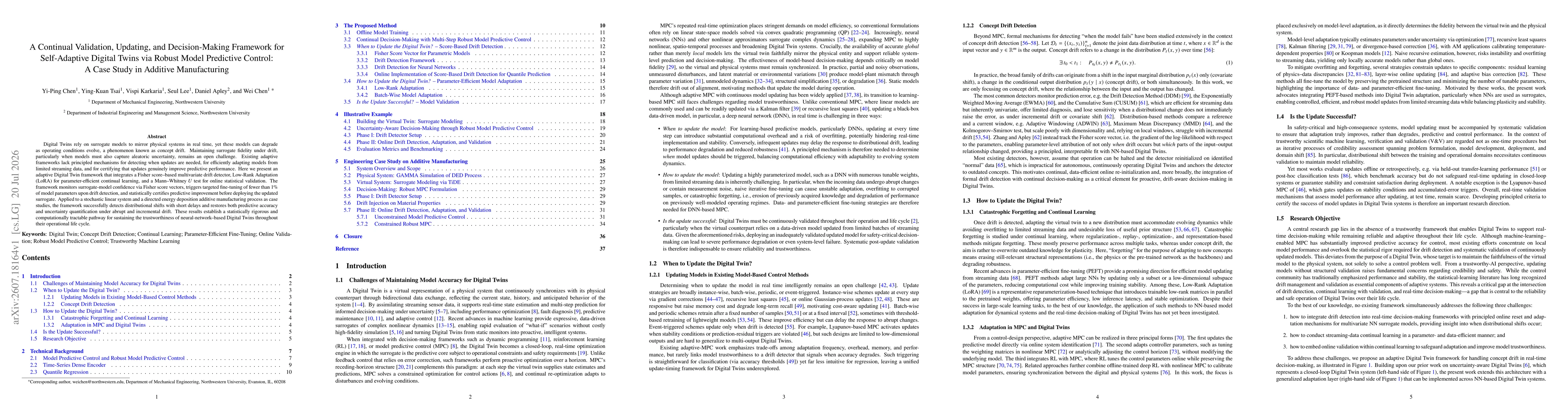 Thumbnail for A Continual Validation, Updating, and Decision-Making Framework for Self-Adaptive Digital Twins via Robust Model Predictive Control: A Case Study in Additive Manufacturing