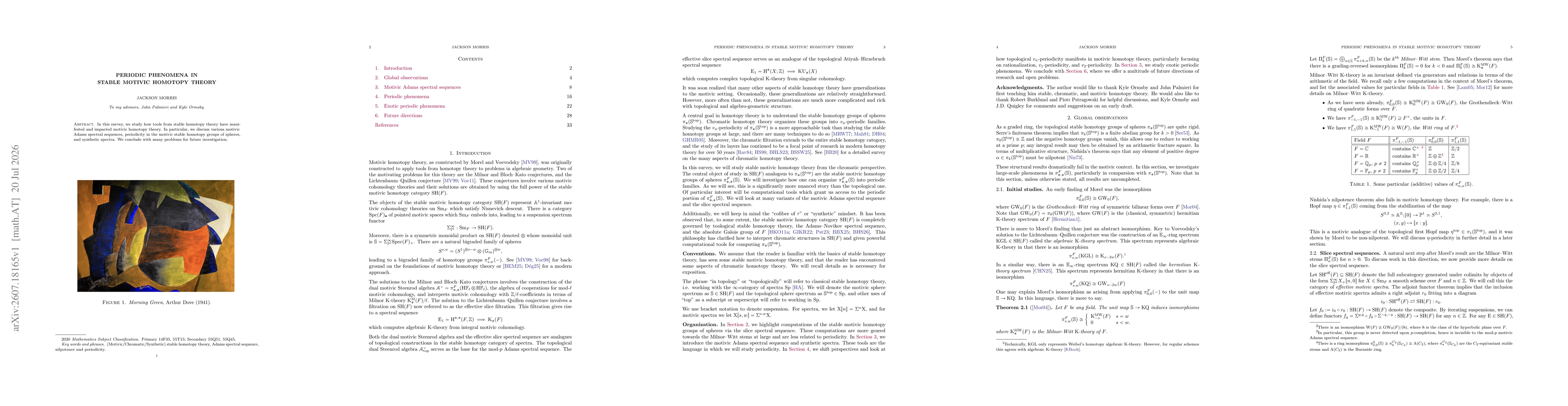 Thumbnail for Periodic phenomena in stable motivic homotopy theory