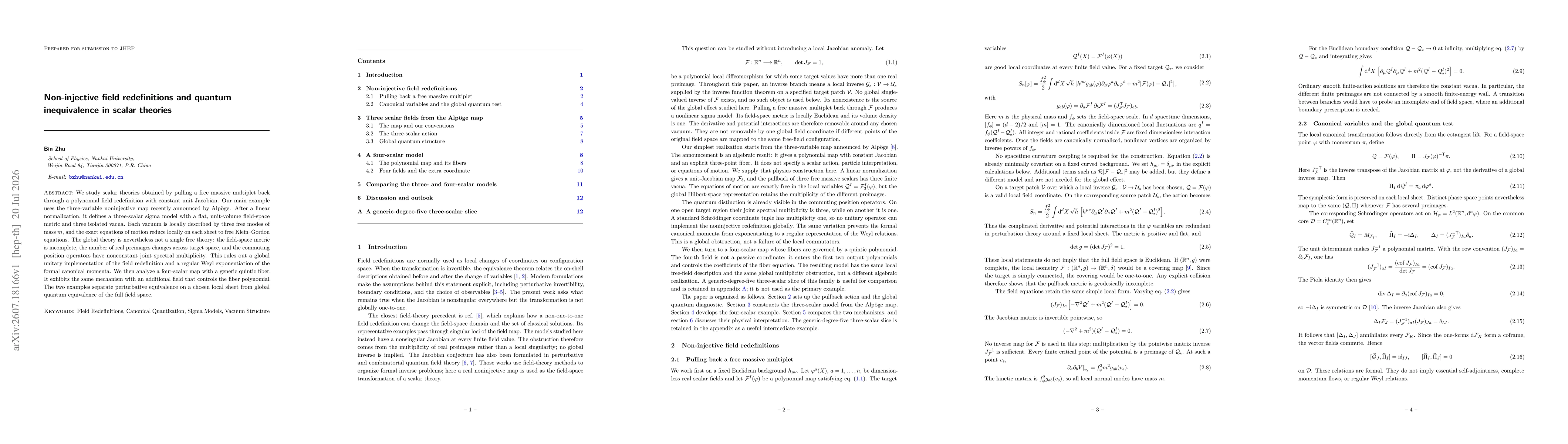 Thumbnail for Non-injective field redefinitions and quantum inequivalence in scalar theories