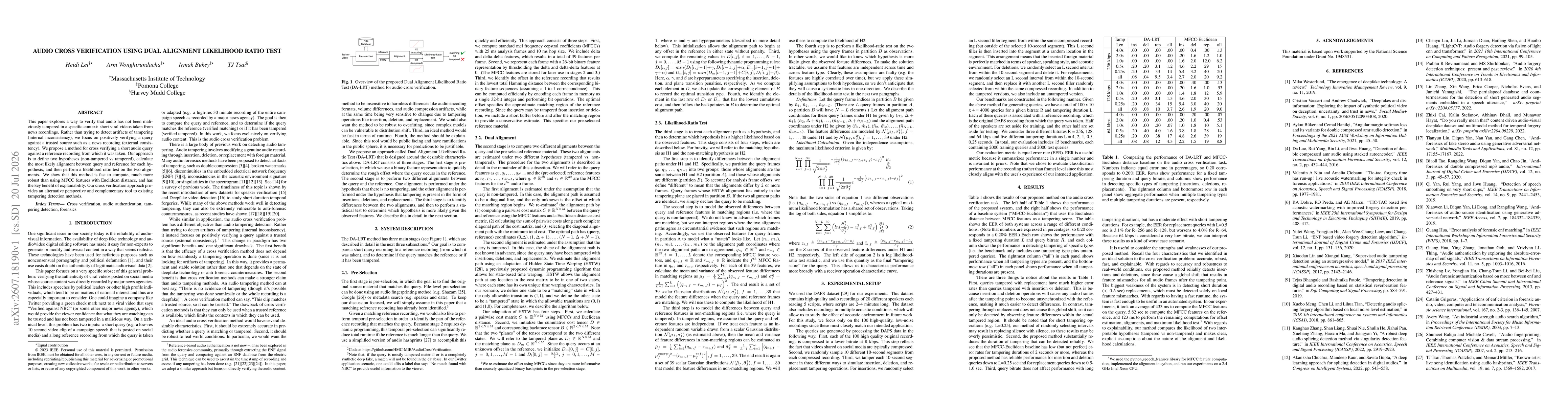 Thumbnail for Audio Cross Verification Using Dual Alignment Likelihood Ratio Test