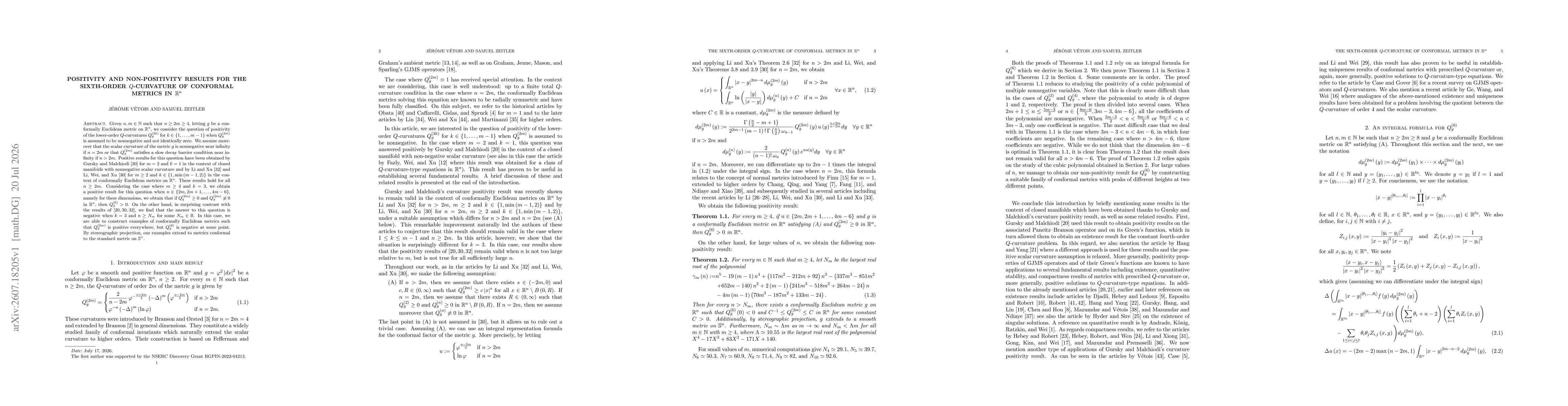 Thumbnail for Positivity and non-positivity results for the sixth-order $Q$-curvature of conformal metrics in $\mathbb{R}^n$