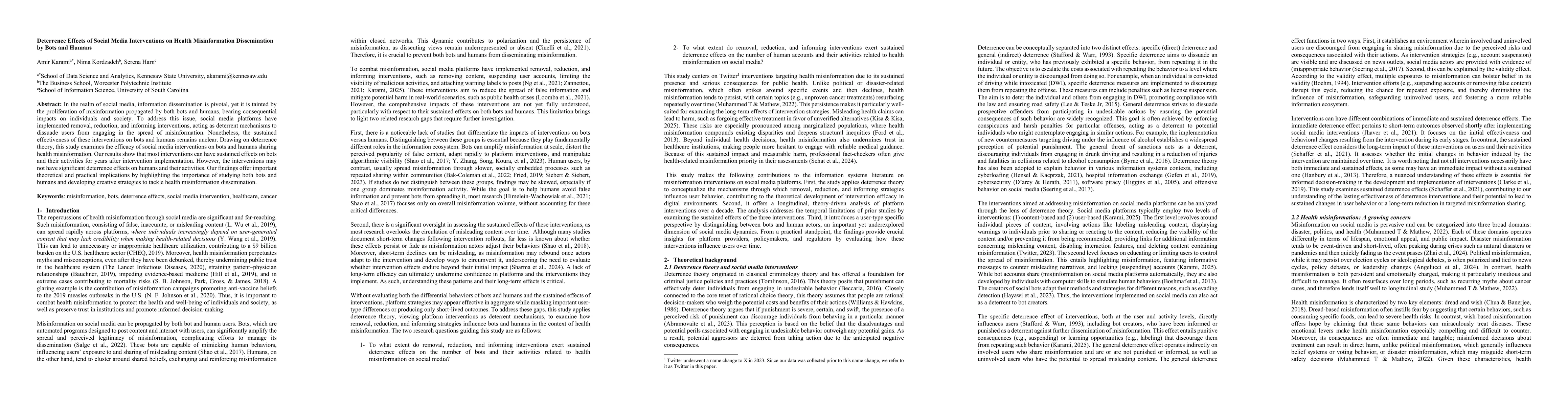 Thumbnail for Deterrence Effects of Social Media Interventions on Health Misinformation Dissemination by Bots and Humans