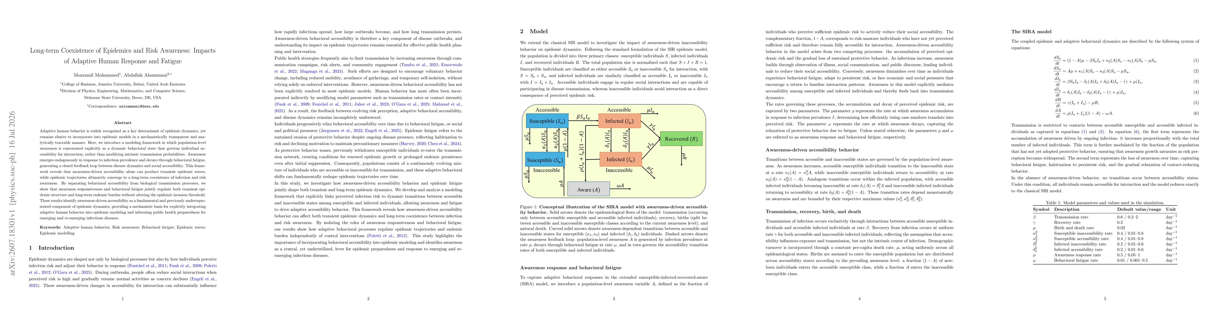 Thumbnail for Long-term Coexistence of Epidemics and Risk Awareness: Impacts of Adaptive Human Response and Fatigue