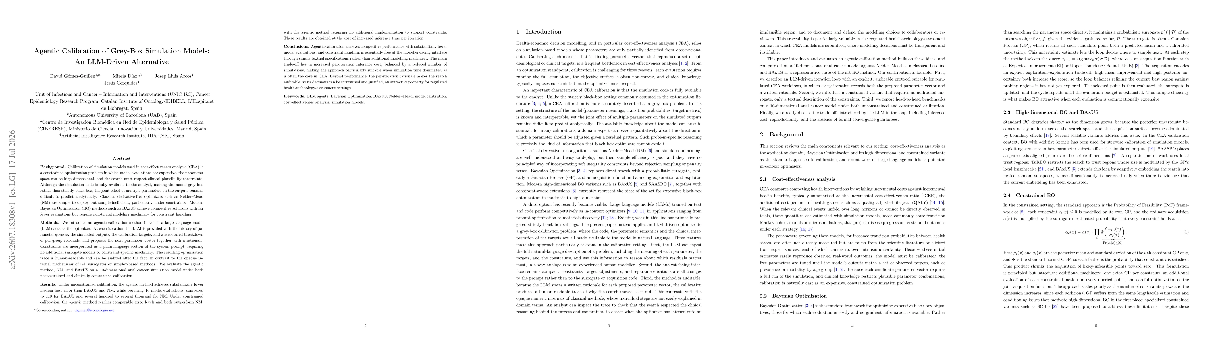 Thumbnail for Agentic Calibration of Grey-Box Simulation Models: An LLM-Driven Alternative