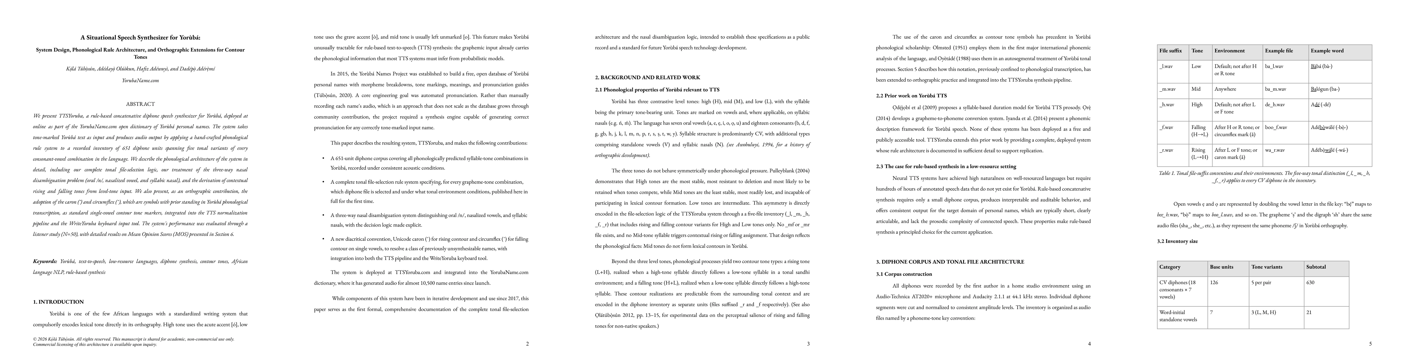 Thumbnail for A Situational Speech Synthesizer for Yoruba: System Design, Phonological Rule Architecture, and Orthographic Extensions for Contour