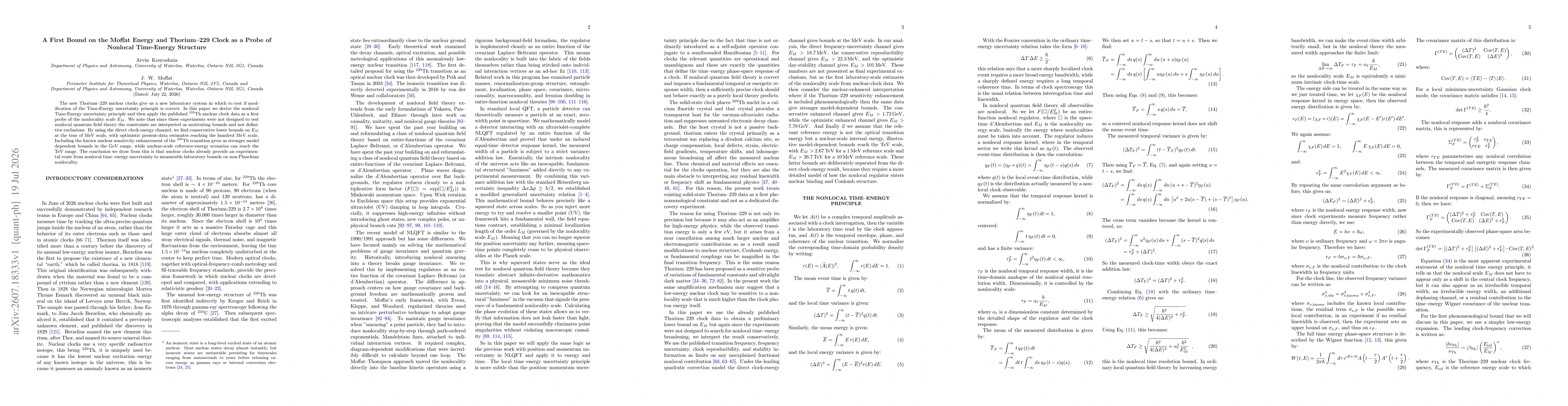 Thumbnail for A First Bound on the Moffat Energy and Thorium--229 Clock as a Probe of the Nonlocal Time-Energy Structure