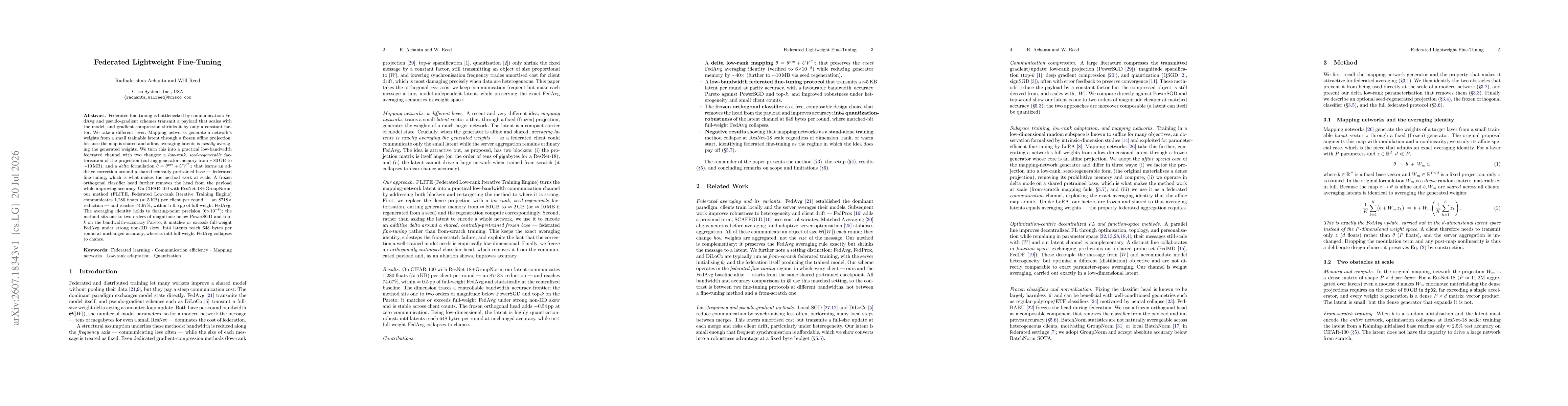 Thumbnail for Federated Lightweight Fine-Tuning