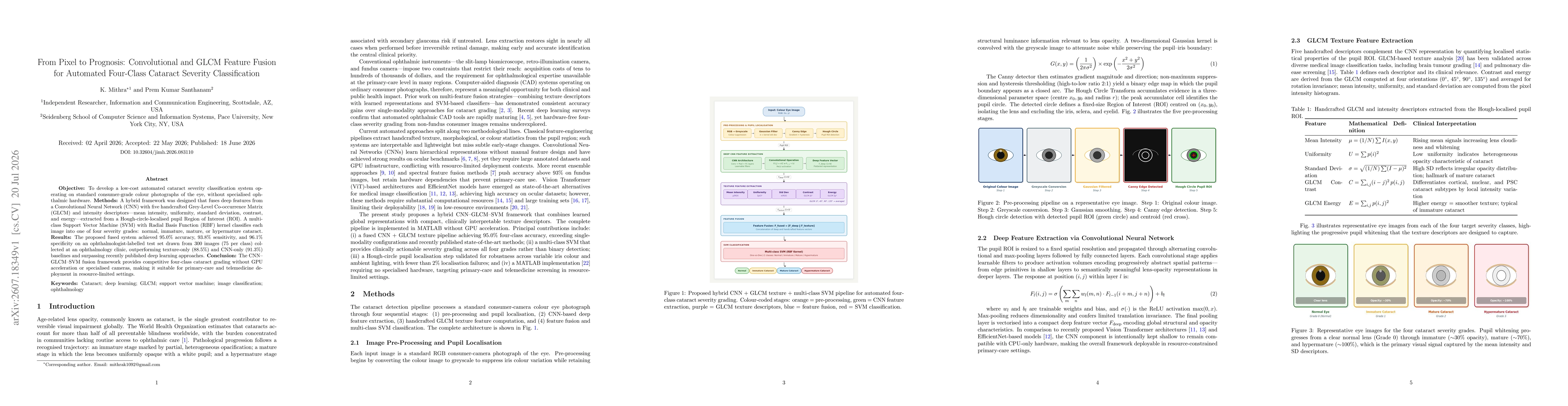 Thumbnail for From Pixel to Prognosis: Convolutional and GLCM Feature Fusion for Automated Four-Class Cataract Severity Classification
