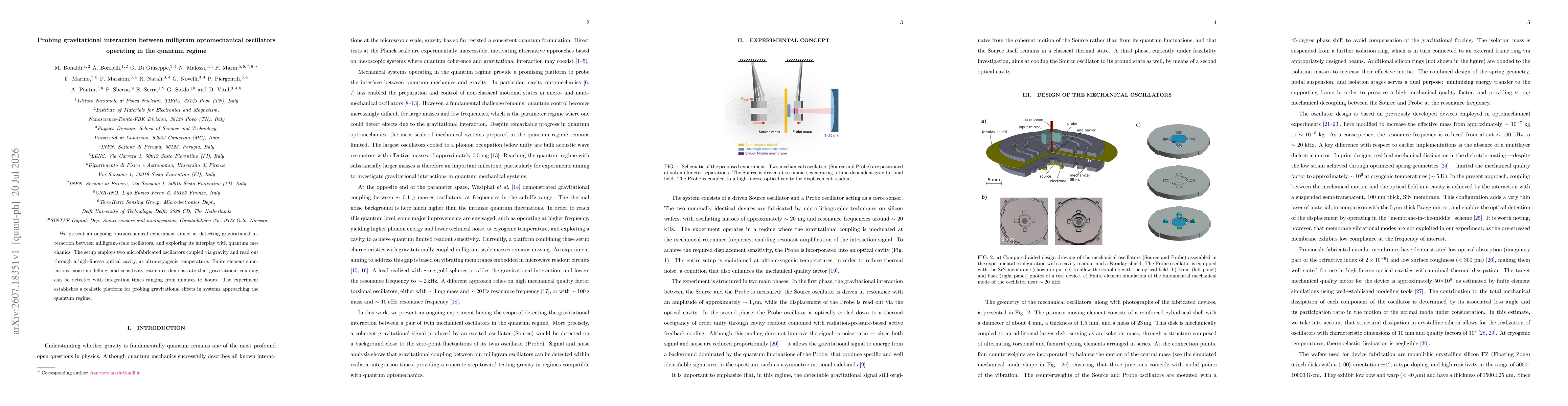 Thumbnail for Probing gravitational interaction between milligram optomechanical oscillators operating in the quantum regime
