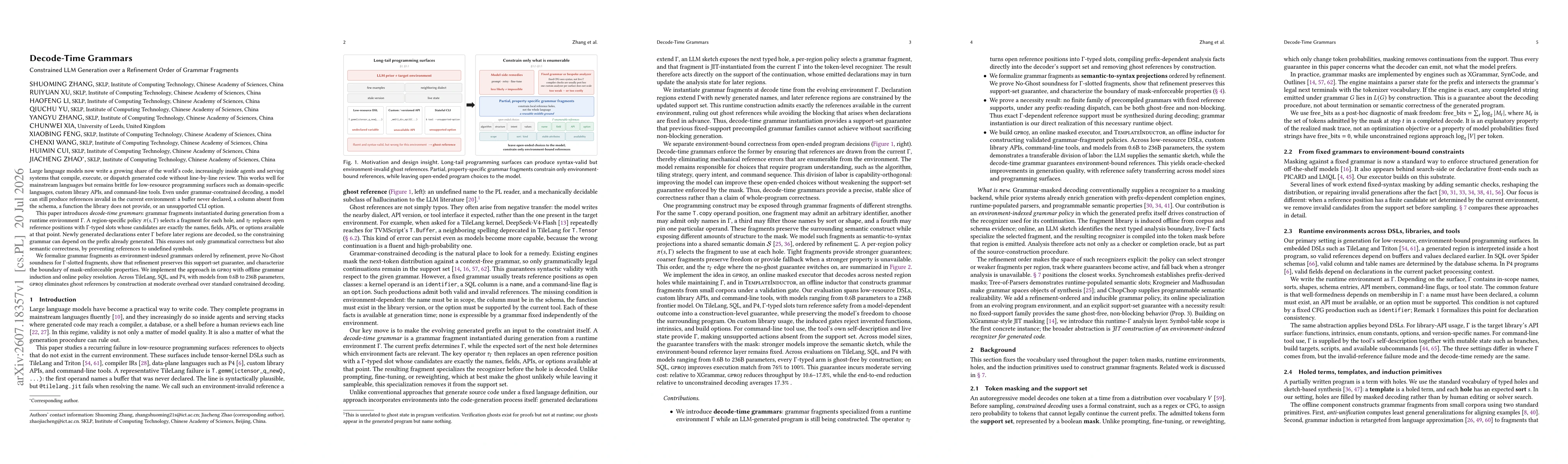 Thumbnail for Decode-Time Grammars: Constrained LLM Generation over a Refinement Order of Grammar Fragments