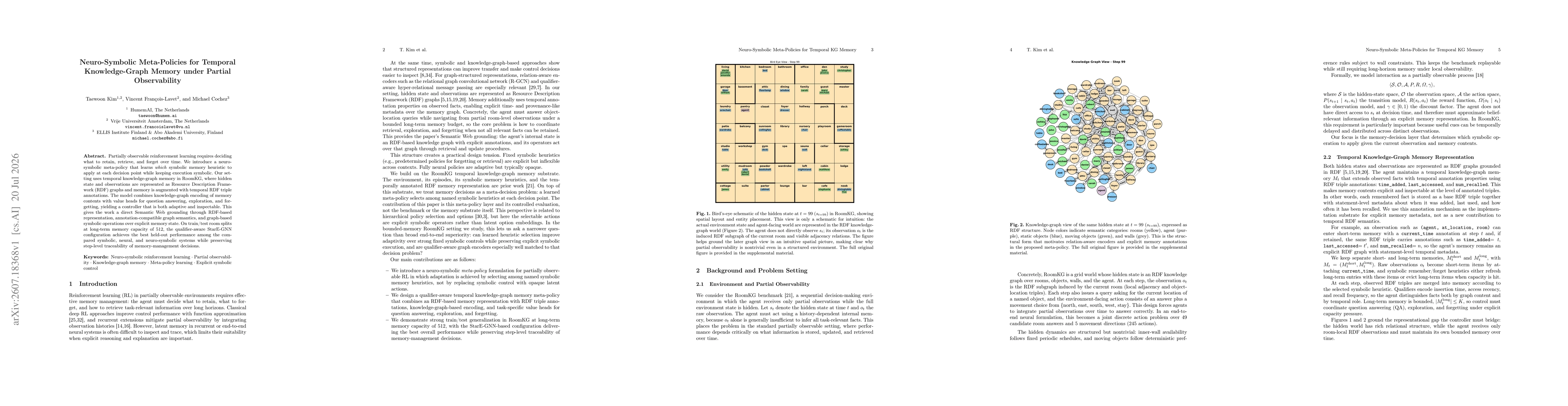 Thumbnail for Neuro-Symbolic Meta-Policies for Temporal Knowledge-Graph Memory under Partial Observability