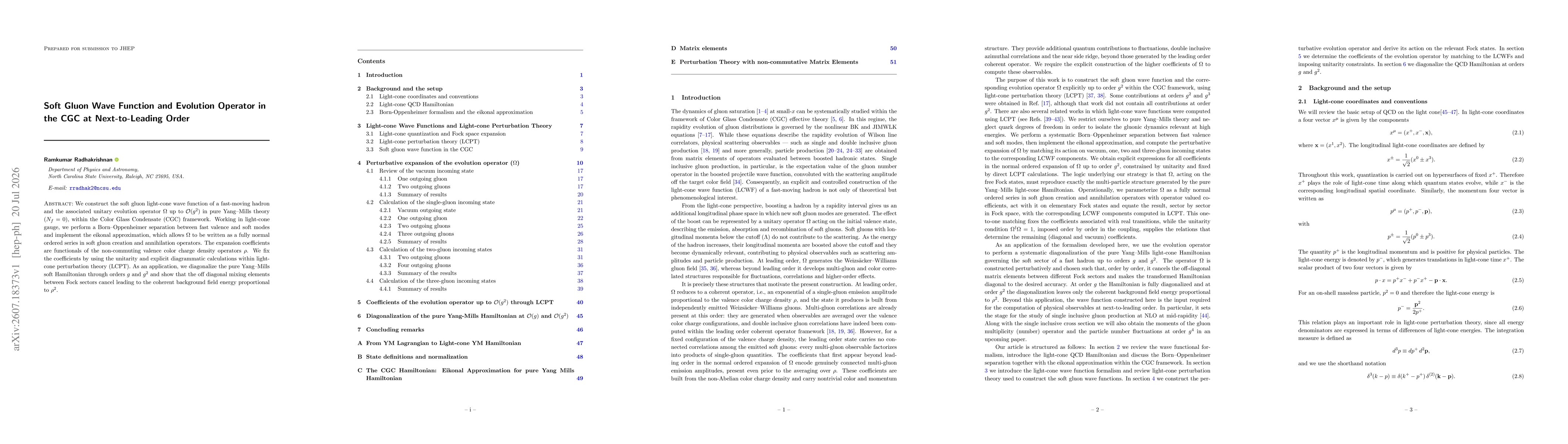 Thumbnail for Soft Gluon Wave Function and Evolution Operator in the CGC at Next-to-Leading Order