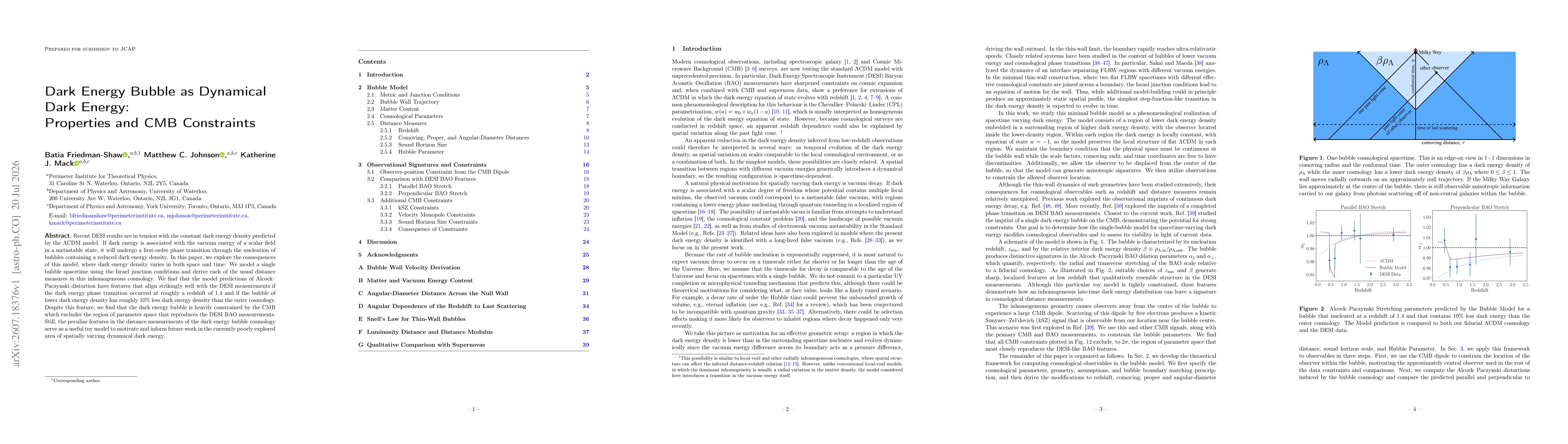 Thumbnail for Dark Energy Bubble as Dynamical Dark Energy: Properties and CMB Constraints