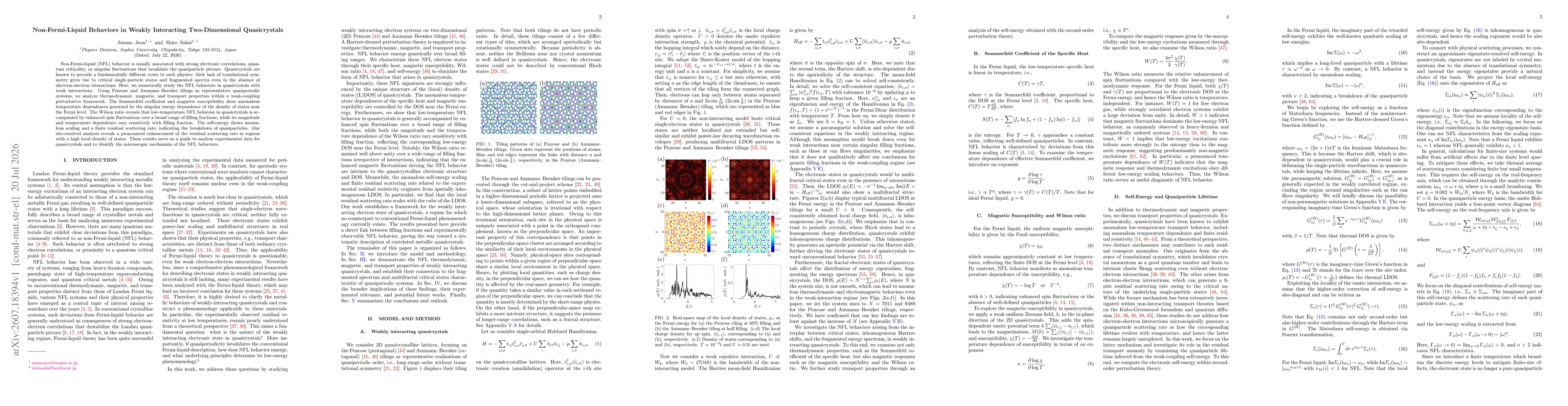 Thumbnail for Non-Fermi-Liquid Behaviors in Weakly Interacting Two-Dimensional Quasicrystals