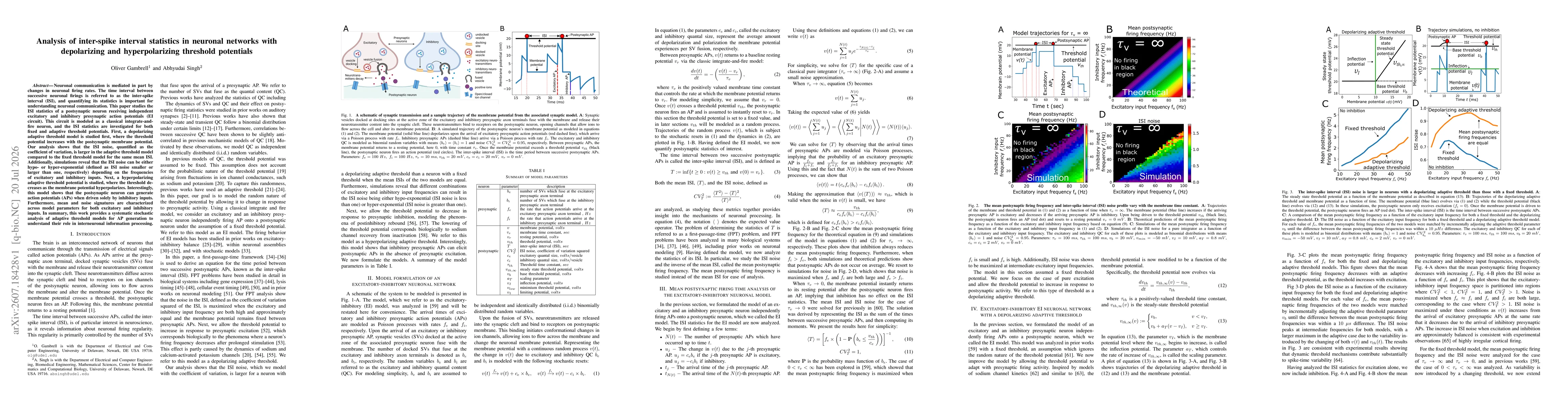 Thumbnail for Analysis of inter-spike interval statistics in neuronal networks with depolarizing and hyperpolarizing threshold potentials