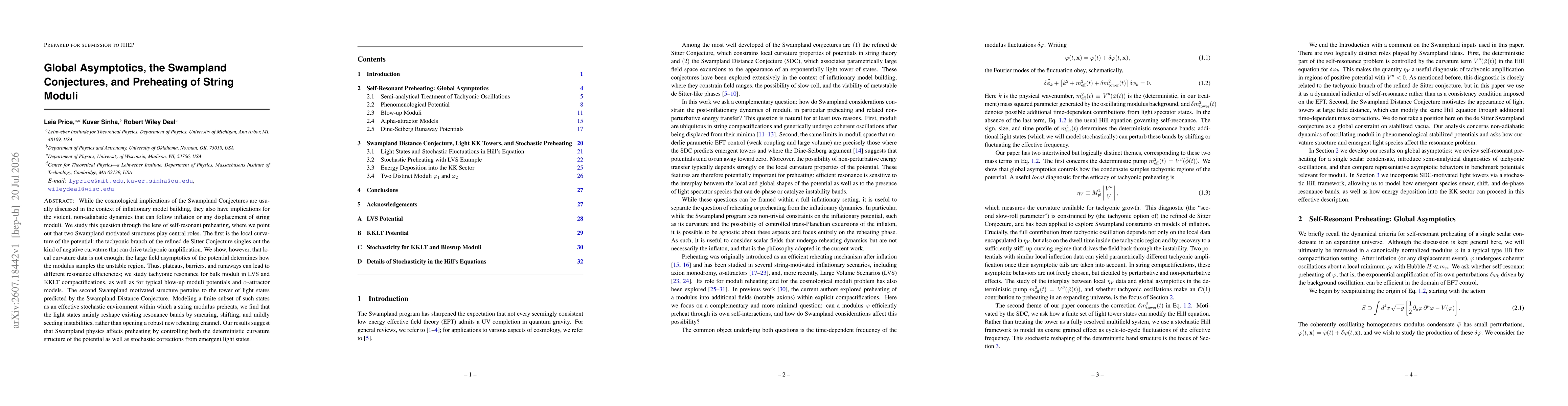 Thumbnail for Global Asymptotics, the Swampland Conjectures, and Preheating of String Moduli