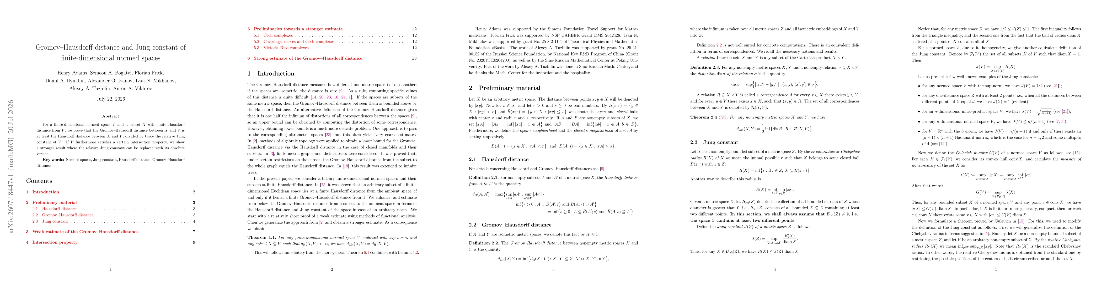 Thumbnail for Gromov-Hausdorff distance and Jung constant of finite-dimensional normed spaces