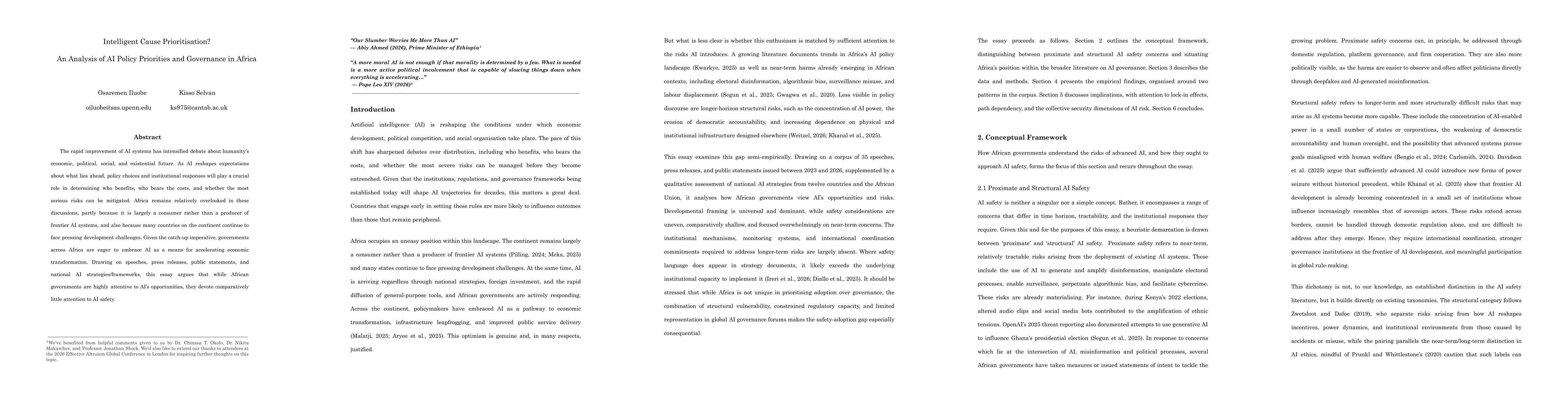Thumbnail for Intelligent Cause Prioritisation? An Analysis of AI Policy Priorities and Governance in Africa