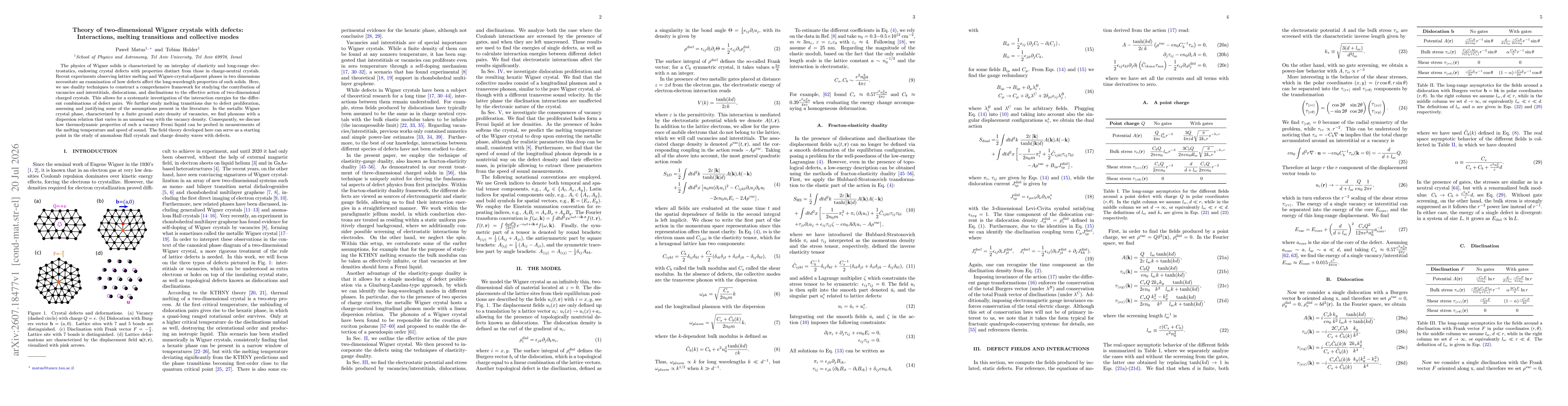 Thumbnail for Theory of two-dimensional Wigner crystals with defects: Interactions, melting transitions and collective modes